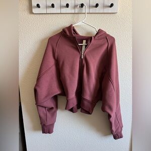 Lululemon maroon Zip-Up Hoodie (cropped) fitted style